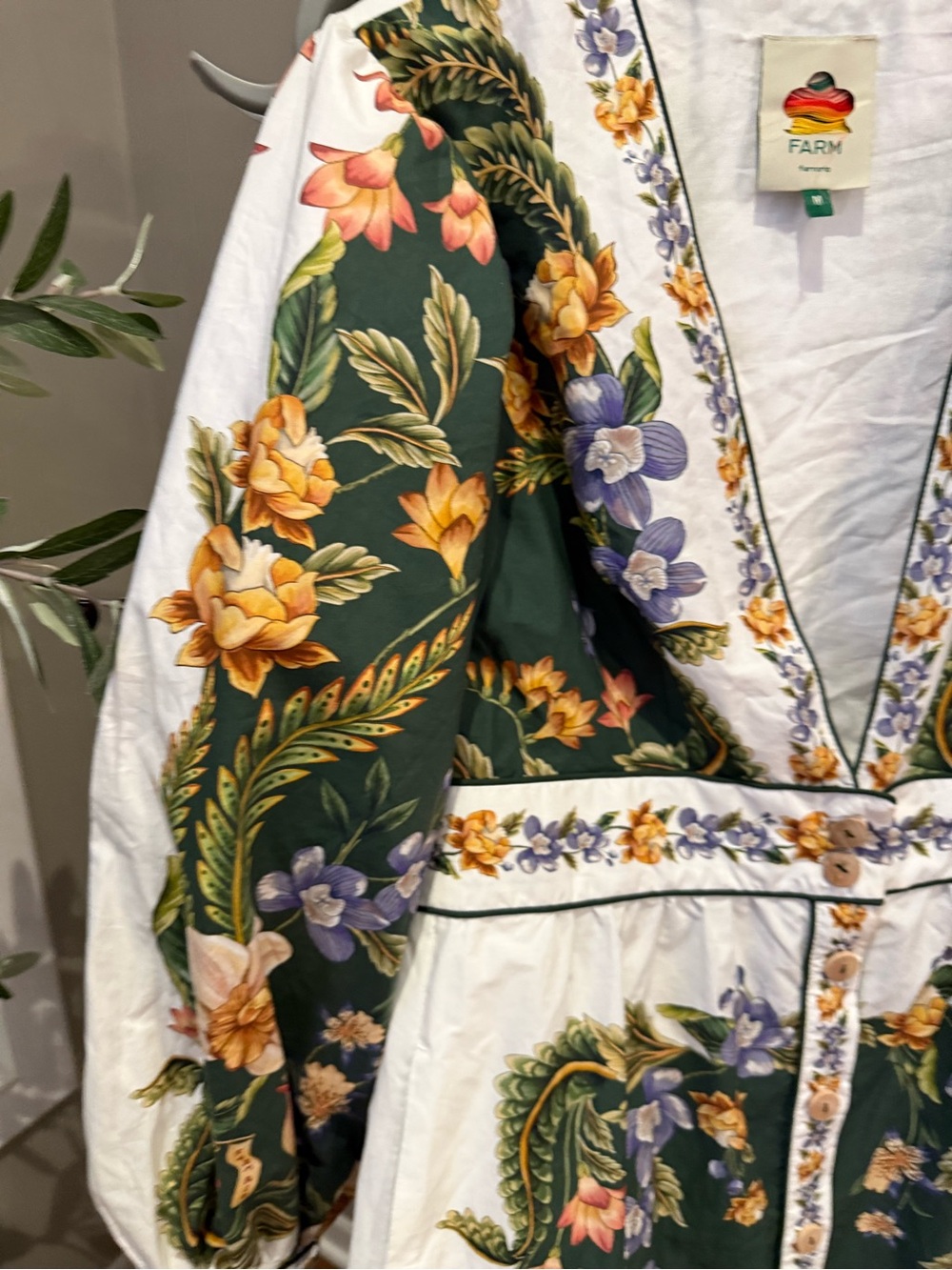 Farm Rio Nature green long sleeve floral Maxi dress - Picture 6 of 11
